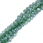 Top Glas Facett Glasschliffperlen 3x2mm rondellen - Lake green-pearl shine coating